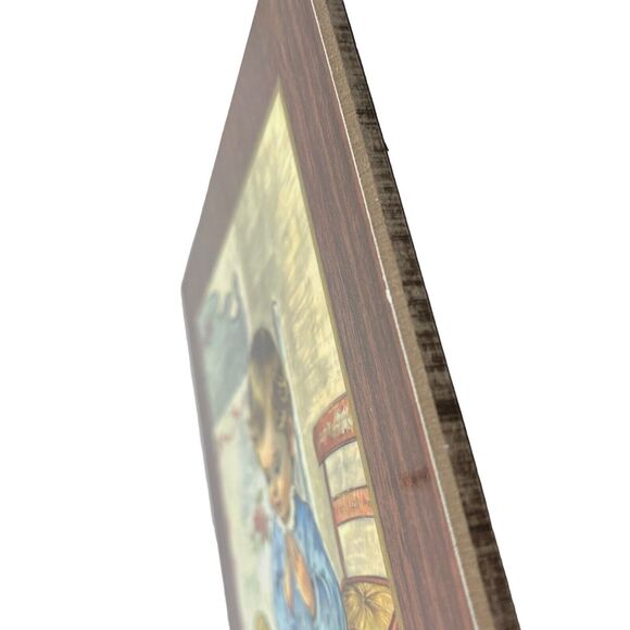 Baby Praying Print Retro Teddy Bear Vintage Bonella Milano Italy Print on Wood - Picture 7 of 14